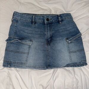 Denim Mini Skirt with Pockets